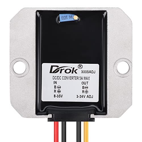 DROK Adjustable Voltage Regulator, IP68 Waterproof DC to DC Buck Converter 8-35V to 3-24V 5A, Aluminum Protective Case Step Down Converter 5V 12V Power Supply — view 2