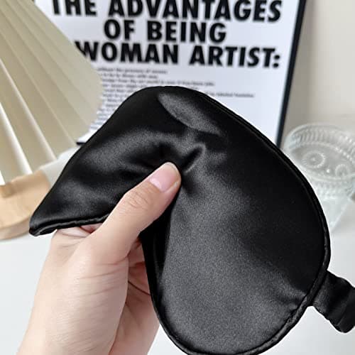 Sleep Mask 100% Mulberry Silk Eye Mask, Blinder for Total Blackout & Zero Pressure,Eye Mask for Sleeping with Travel Pouch & 2 Ear Plugs for Side Sleepers, Men & Women(Black) — view 4