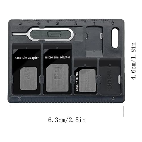 CKANDAY SIM Card Holders with Tray Opener Pins, Card Storage Tool Set for Standard Micro Nano Micro-SD Memory Cards, with 3 Card Adapters and 1 Eject Pins - Black — view 2
