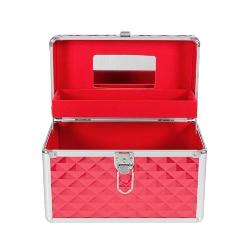 Aluminium Hard Make Up Travel Storage Box Cosmetic Beauty Vanity Case Organiser (Red) — view 3