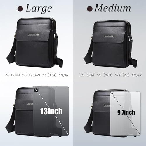 Leathario Shoulder Bag Mens, Vegan Leather Man Bags for Men, Small Messenger Bag, Cross Body Bag for Work, Travel, Daily Use — view 3