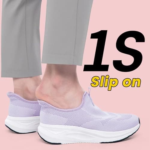 Womens Trainers Hands Free Slip on Walking Running Sneakers Purple Size 5 — view 2
