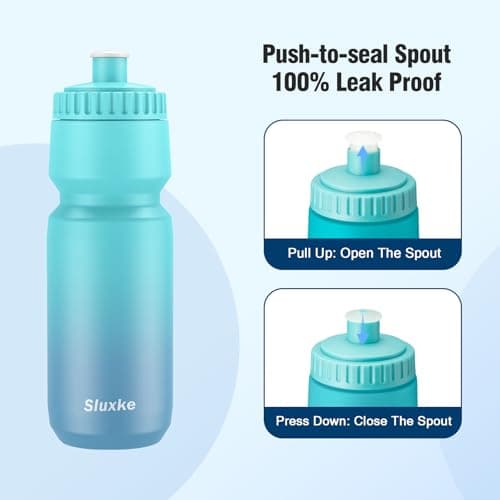 SLUXKE 24oz Bike Water Bottle 2Pack, 720ml Sports Squeeze Bottle Lightweight, Durable Cycling Water Bottle Fits Most Bike Cages — view 5