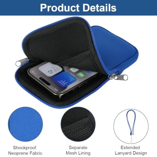AOOSA Phone Sock, Universal Neoprene Shockproof Pouch Sleeve Case, Blue — view 3