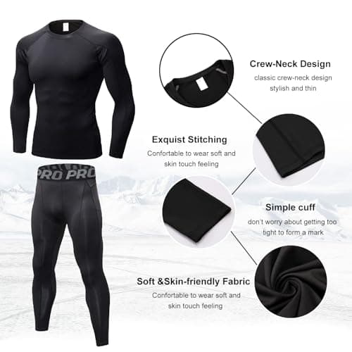 LNFINTDO Thermal Underwear for Men Long Johns Base Layer Compression sets — view 4