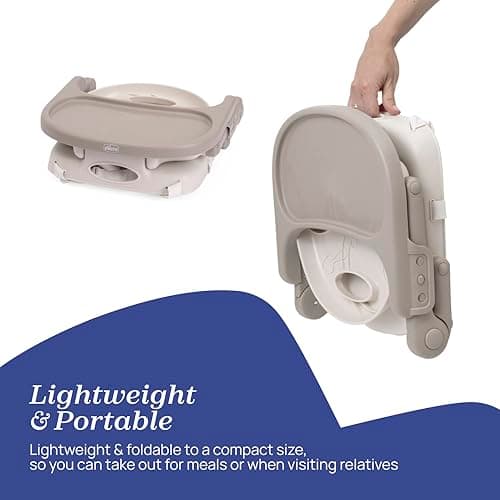 Chicco Pocket Snack Booster Seat for 6 Months to 3 Years (15kg) Portable Highchair with Adjustable Height, Foldable Design, Removable Tray and Safety Harness, Milky Way, 04079340490000 — view 5