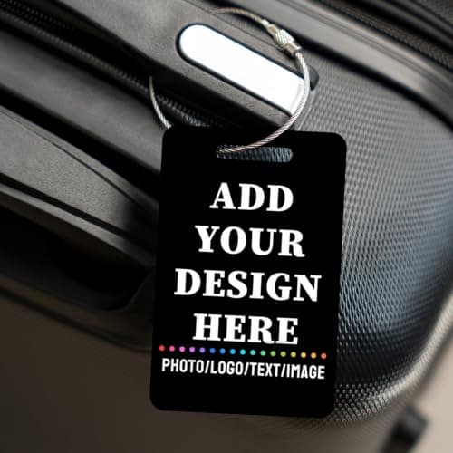 Personalised Luggage Tags Custom Metal Luggage Name ID Tag with Stainless Steel Loop Custom Suitcase Labels Travel Baggage Tag for Airport, Stroller, Crew Bag Business Trip Gift for Travellers Friend — view 3