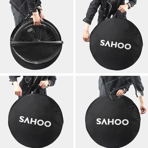 TRIWONDER 2 Pack Bike Wheel Bag Bicycle Wheelset Travel Bag Carry Handbag Cycling Wheel Storage Cover for MTB Mountain Road Bike (26'', Black) — view 4