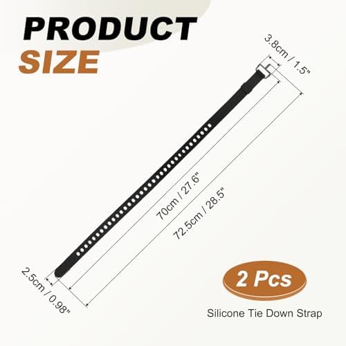 LOUMEVITA 2 Pcs Silicone Tie Down Strap, 70cm / 28 inch Versatile Wear Resistant Silicone Securing Strap with Metal Buckle for Luggage Binding Outdoor Equipment Sorting,Black — view 2