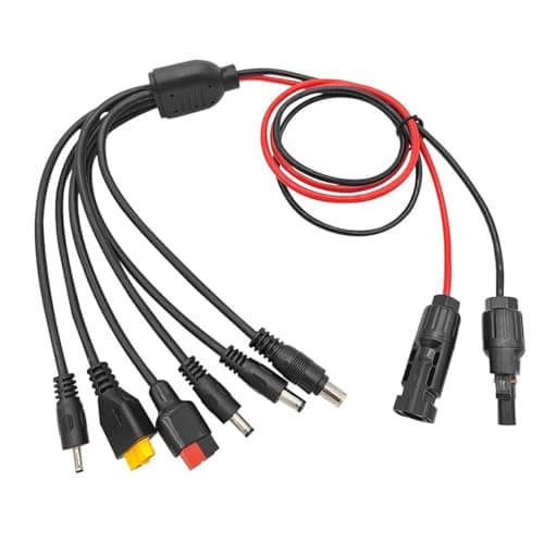 Laroal 6 in 1 Solar Cable Adapter Universal Solar Charging Cable Adapter Anderson XT60 DC7909 DC6530 DC35135 DC5521 for Solar Panels Portable Waterproof Adapter Cable — view 2