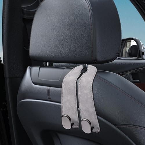 Purse Hook for Car - Double Metal Universal PU Leather Organizers | Car Seat Hooks | for Travel Road Trip Daily Driving Summer Camping Commute Picnic Vacation Outdoor Business — view 3