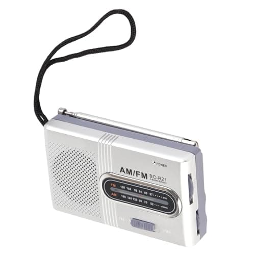 LUCKDANO AM FM Radio, Portable Pocket Transistor Radio with 5W Speaker and Earphone Jack, for Home Outdoor Travel Emergency Silver Gray — view 3