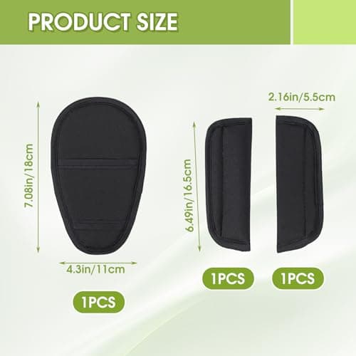 HORAN HOQI Baby Car Seat Strap Covers 3 Pack – Pushchair Harness Pads with Soft Breathable Crotch Pad for Newborn Stroller, Universal Shoulder Belt Cushions for Infant Carrier, Pram, Toddler Buggy — view 2