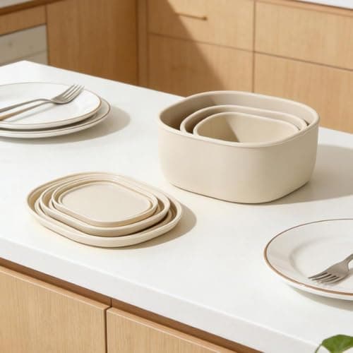 Silicone Collapsible Lunch Box Set,3 Sizes with Portion Control Mark(White) — view 5
