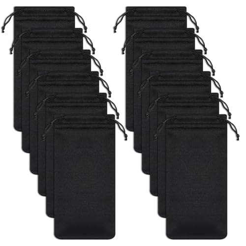 Quilax 12 Pcs Soft Sunglasses Pouch with Drawstring,Microfiber Sunglasses Bag, Cell Phone Storage Pouches Bag for Travel, Home and Office Organization