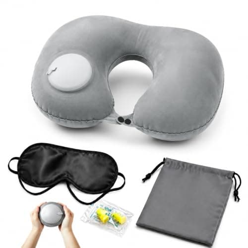 MOLICRAIN Inflatable Travel Pillow with Hand Pump, Neck Support for Flights