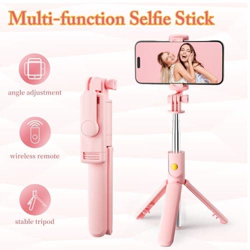 Aourxiv Pink Selfie Stick Tripod, with Wireless Remote Control, Live Streaming and Video Recording, Compatible with Android, iPhone and More — view 5