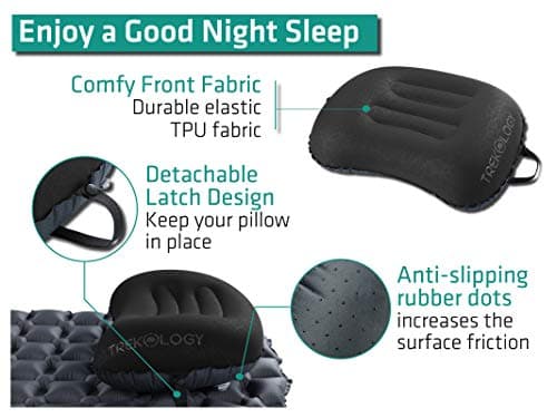 TREKOLOGY Ultralight Inflatable Camping & Travel Pillow – Compact, Ergonomic Neck & Lumbar Support Cushion for Adults & Kids – Ideal for Camping, Backpacking, and Beach Trips — view 3