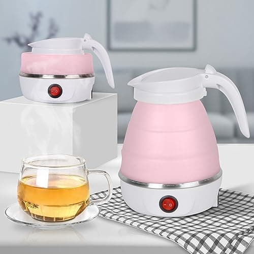 Mini Foldable Electric Kettle Collapsible Kettle Portable Suitable for Home Travel and Camping (Pink) — view 4