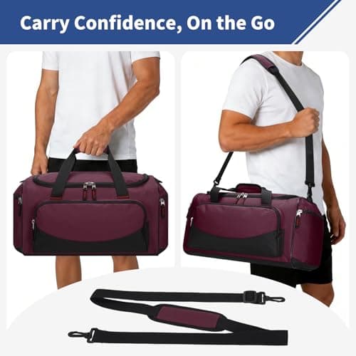 LONALIA Small Holdall Bag 30L, Gym Duffle Bag, Burgundy — view 6