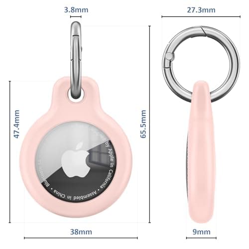 Keyring for Airtag Holder TPU Case, Ultra-Slim Waterproof Protective Airtags Case Tracker Cover Key Ring Compatible with Apple New Airtag Dog Collar (Pink) — view 2