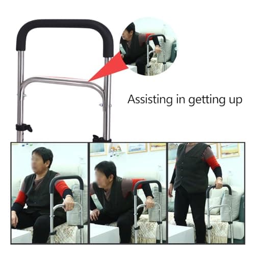 Walking Stick for Elderly, Multifunctional Standing Aid Frame, Adjustable Four Leg Wide Base Stable Stainless Steel Canes Standing Mobility Aid — view 4