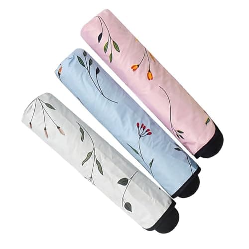 Mounteps Women's Folding Floral Sun Umbrella Portable UV Protection Ladies Sun Parasol Windproof Strong Compact Umbrella Summer UPF 50+ Lightweight Travel Garden Sun Rain Umbrellas (White) — view 3