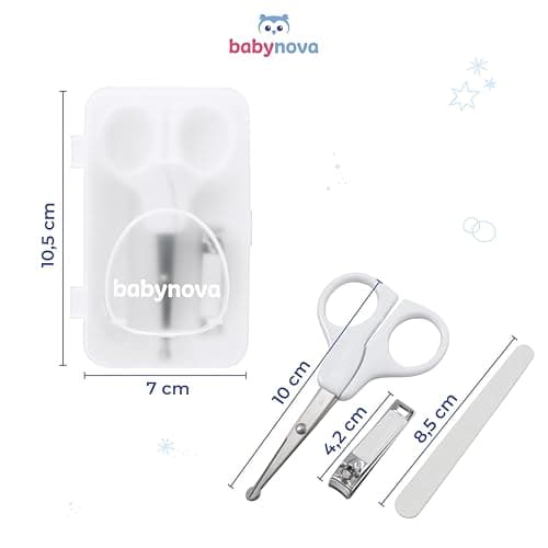 babynova Manicure Set for Babies – Safe Baby Nail Care Kit with Rounded Tip Scissors, Nail Clippers & File – Hygienic Storage Box for Travel & Daily Use – BPA Free — view 3