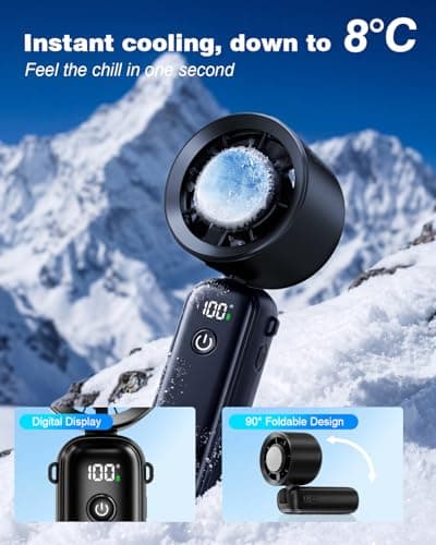 Spopal Rechargeable Handheld Fan with Ice Cooler for Travel Commuting — view 2