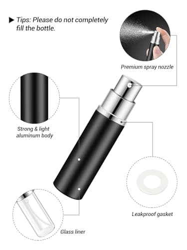 BELEVO Perfume Atomiser Bottle Refillable, 3 Pieces Portable Aftershave Travel Bottles 5ml Mini Aftershave Dispenser Travel Must Haves, Small Perfume Refill Bottle for Pocket, Handbag — view 6