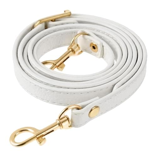 PEOVLVN Leather Purse Strap, Purse Straps Replacement Crossbody Bag Strap with Metal Buckles Long Adjustable Purse Straps for Handbags and Crossbody Bag Accessories (White)