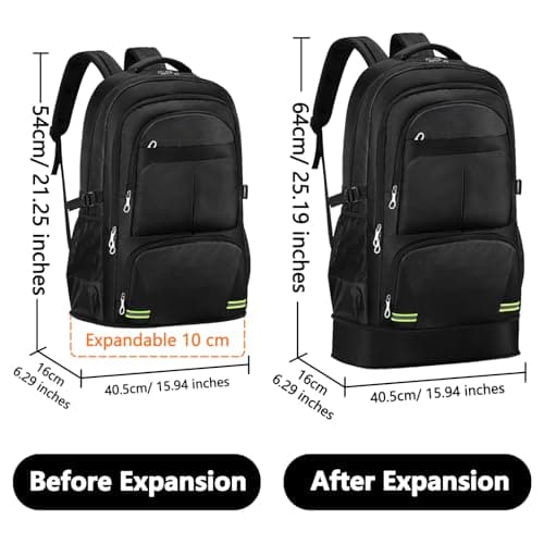 Lizbin Hiking Backpack 65L Travel Backpack Water Resistant Lightweight Rucksack for Men Women, Expandable Large Backpack Laptop Backpack Durable Camping Bag for Camping Trekking Outdoor Sports (Black) — view 2