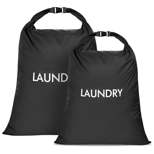 CANBOX 2 Pack Travel Laundry Bag, Nylon Washing Bags for Laundry, Black