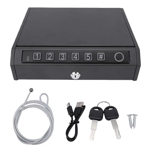 Spacnana Biometric Safe Box Fingerprint Safe Digital Key Security Lock with Anti-Theft Steel Cable LED Light for Handguns Jewelry Passport Cash (K2-1)