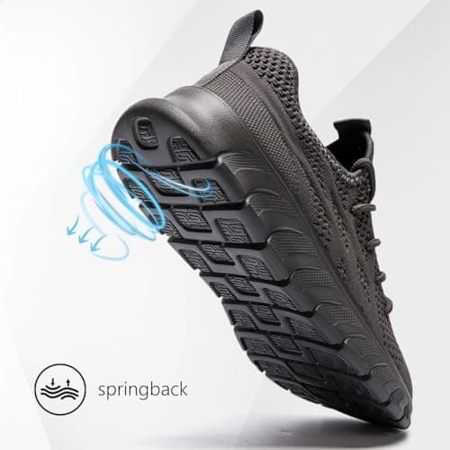 LANGFEUU Mens Trainers Breathable Lightweight Non-Slip Dark Gray UK Size 10 — view 5