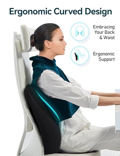 Travel Ease Ergonomic Lumbar Support Cushion, Gel and Memory Foam Back Support Cushion for Office Chairs with Skin-friendly Cover for Comfort (Black) — view 4