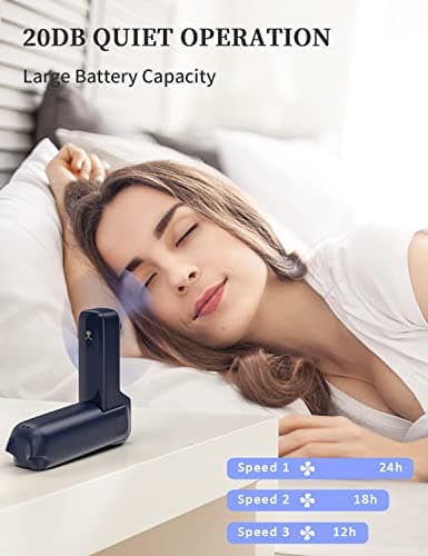LETSCOL Handheld Mini Fan, 3 in 1 Hand Held Cooling Device, Portable and Personal with Power Bank & Flashlight, Foldable for Travel, Desk, Makeup (Blue) — view 3
