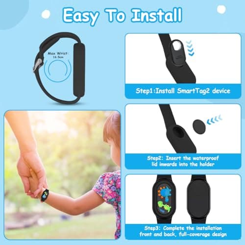 Ainiv Cute Bracelet for Galaxy SmartTag 2 (Dinosaurs Black) — view 5