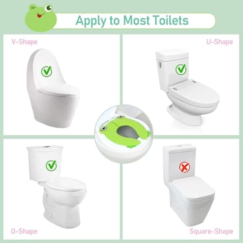 Pejoye Foldable Potty Toilet Training Seat, Travel Portable, Toddler, Folding Potty Training Seat for Kids with 6 Anti Slip Silicone Pads and 1 Carry Bag, Green Frog — view 6