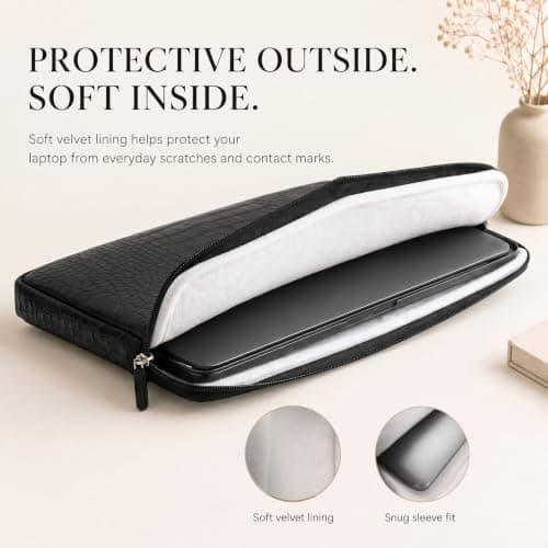 HUADO 13-13.6" Laptop Sleeve, PU Leather Crocodile Case for MacBook Air/Pro — view 3