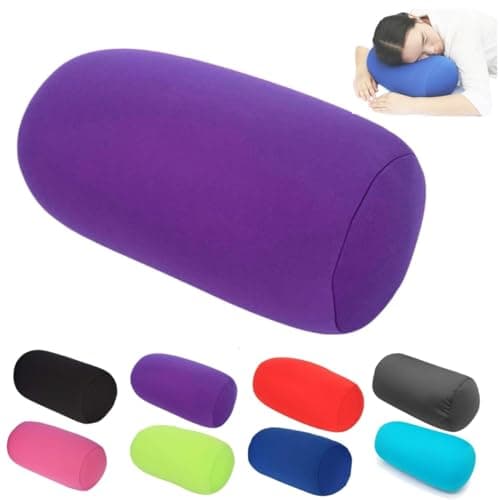 Tube Microbead Bolster Pillow 2025 Travel Essentials Body Cushion Cylinder Bean Bag Throw Pillow Neck Arm Back Support for Plane Car Travel Office Home Sleeping neck pillows (Purple)