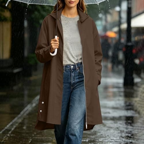Womens Waterproof Jackets Ladies Rain Coat Lightweight Windbreaker — view 3