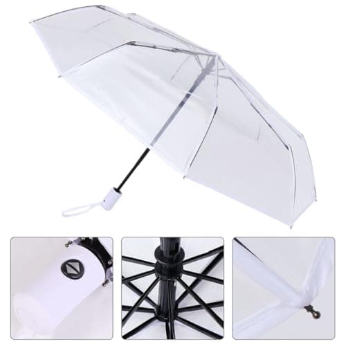 FOYTOKI White Travel Umbrella Automatic Fully Triple Folding — view 3