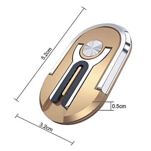 JEEZAO 2pcs New Multipurpose Smartphone Finger Ring Bracket, 360° Rotatable,Car Phone Holder, Air Vent Mobile Phone Mount (Black + Gold) — view 2