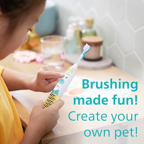 Philips Sonicare for Kids Electric Toothbrush - Design a Pet Edition Power Toothbrush with Pet Themed Sticker Sheets for Children, Slim Travel Case and USB Charger (Model HX3603/01) — view 3