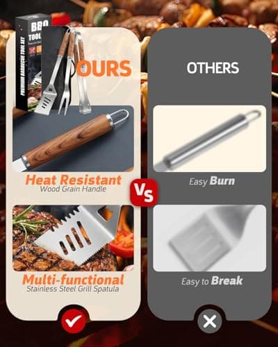 BBQ Tools Set for Dad, 17Pcs Stainless Steel Grill Accessories with Heat-Resistant Handles & Portable Case, BBQ Utensils for Outdoor Cooking, Camping, Travel, Gift for Birthday, Father’s Day — view 5