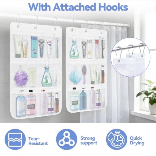 SDLEFHE Mesh Shower Caddy 2 Pack Hanging 7 Pockets Quick Dry — view 4