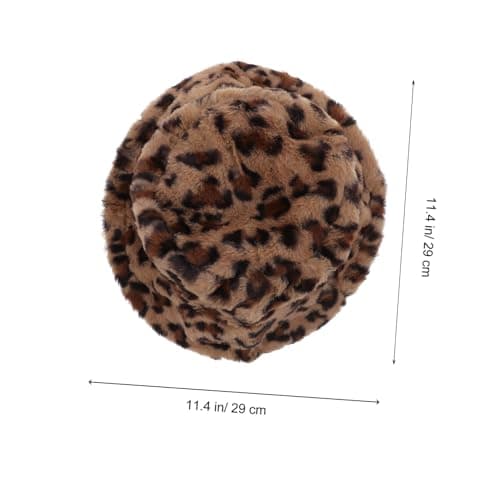 Abaodam Plush Warm Bucket Hat for Women, Leopard Print Fisherman Cap, Medium Size 56-58cm, Autumn Winter Travel Accessory Brown — view 2