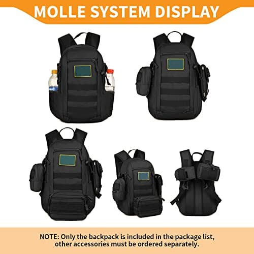 Explokit Small Tactical Backpack 10L 20L 30L Military Rucksack Water Repellent Molle Student School Daypack for Trekking Travelling Hiking Camping (#10L-Camo Green) — view 5