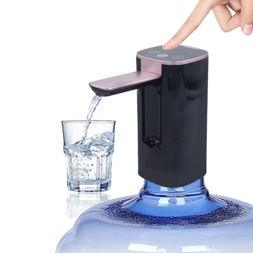 HUAPPNIO Electric Water Bottle Pump Rechargeable Water Dispenser Autofolding Spout Smart Portable USB Charging for Kitchen Office Home Camping Bedroom Campervan Black